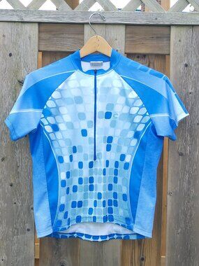 Cannondale Cycling Jersey Men's Size Small Blue White Mosaic Pattern
